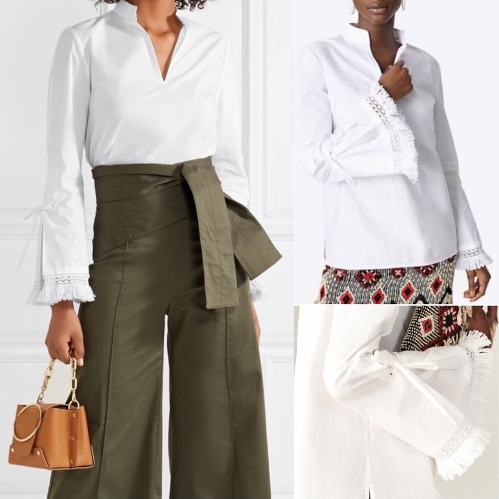 FINAL PRICE NWT Tory Burch Sophie Fringe-Trim Bell Sleeve Top